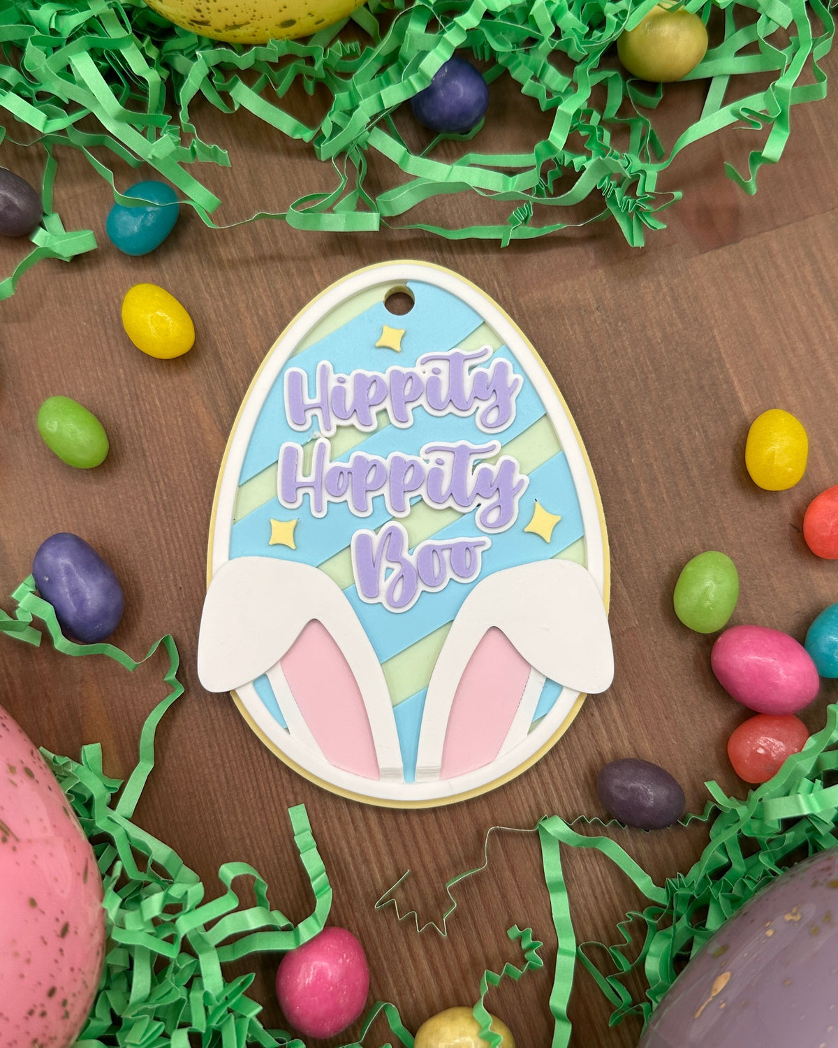 🐰 Hippity Hoppity Boo Easter Egg Tag – 3D Printed Bunny Basket Tag