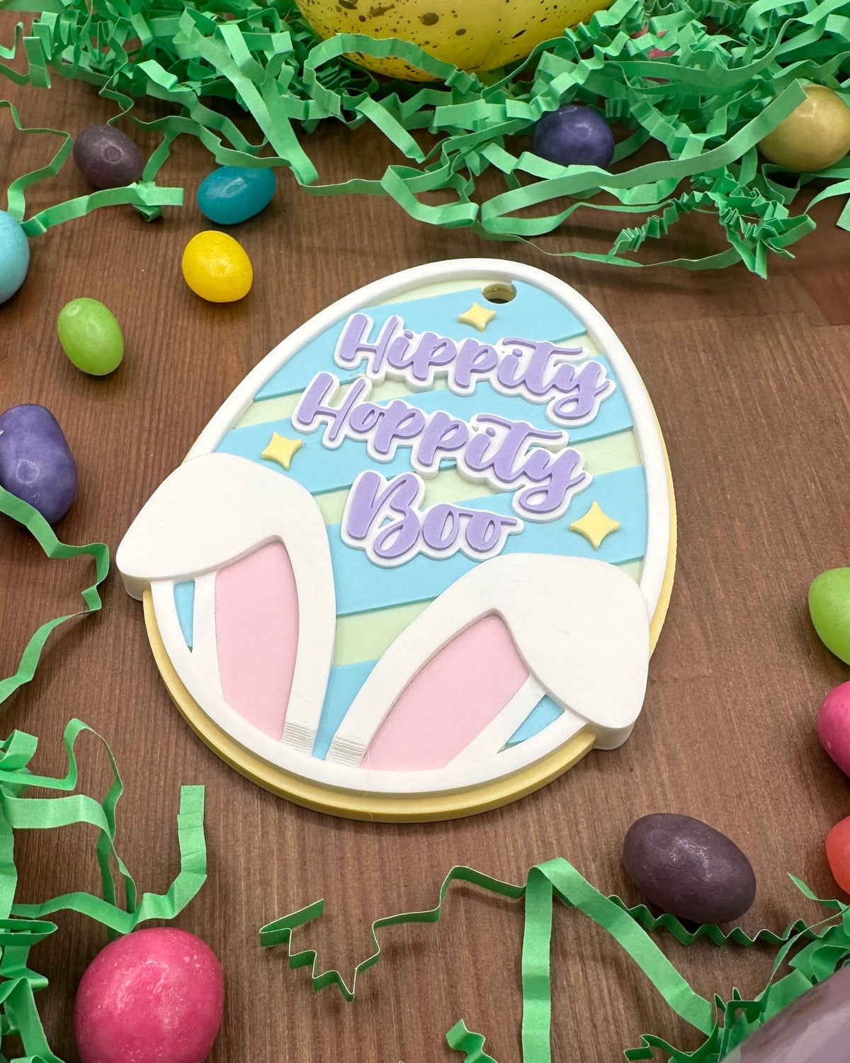 🐰 Hippity Hoppity Boo Easter Egg Tag – 3D Printed Bunny Basket Tag