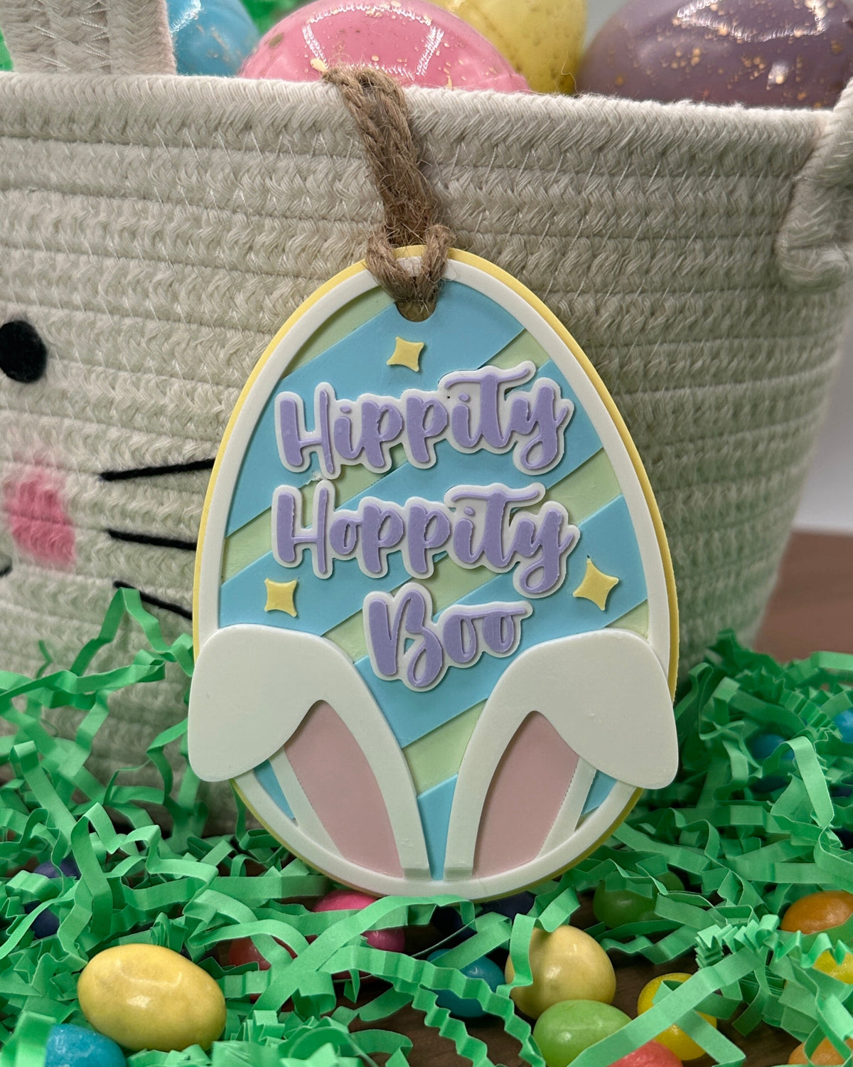 🐰 Hippity Hoppity Boo Easter Egg Tag – 3D Printed Bunny Basket Tag