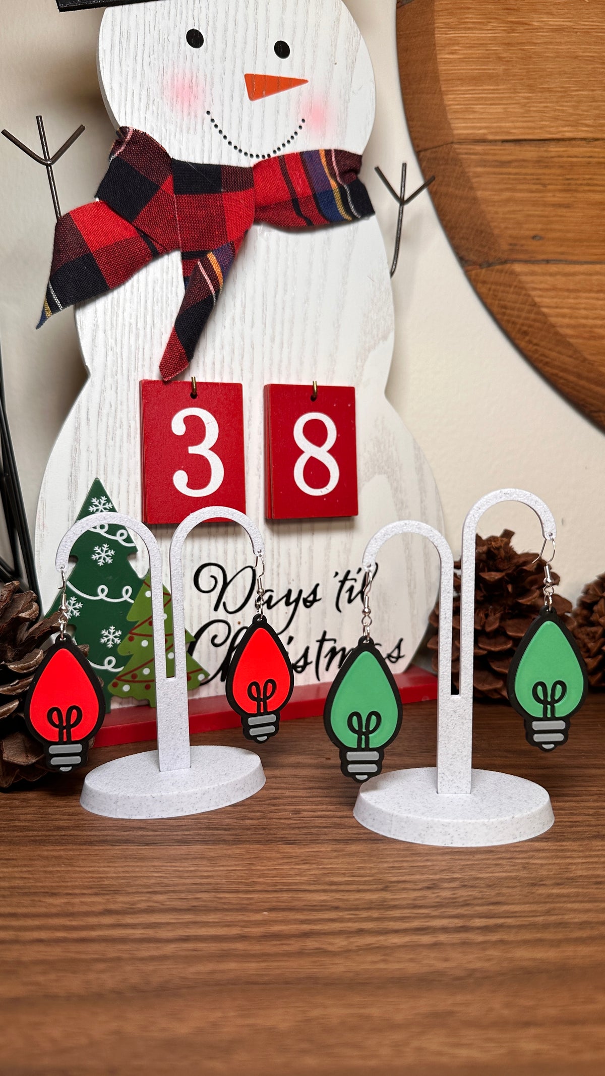 3D Printed Christmas Light Earrings • Holiday Jewelry • Festive Lightweight Gift