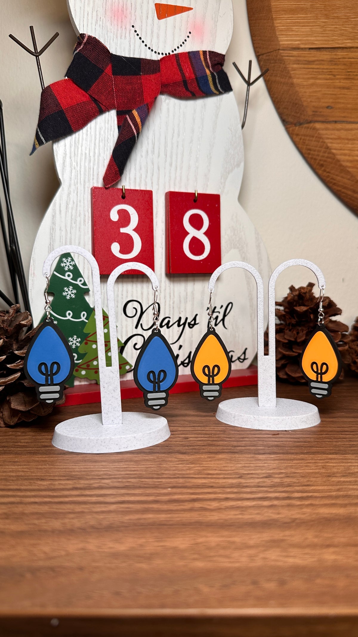 3D Printed Christmas Light Earrings • Holiday Jewelry • Festive Lightweight Gift