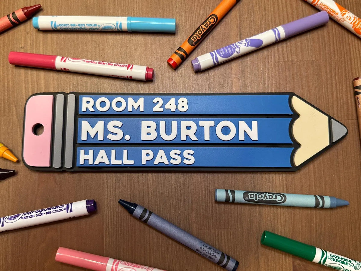 Custom 3D Printed Hall Pass | Teacher Gift | Durable, Reusable and Fun School Pencil Designs