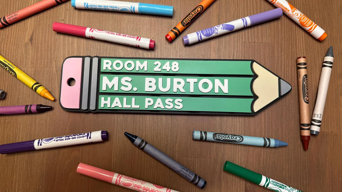 Custom 3D Printed Hall Pass | Teacher Gift | Durable, Reusable and Fun School Pencil Designs