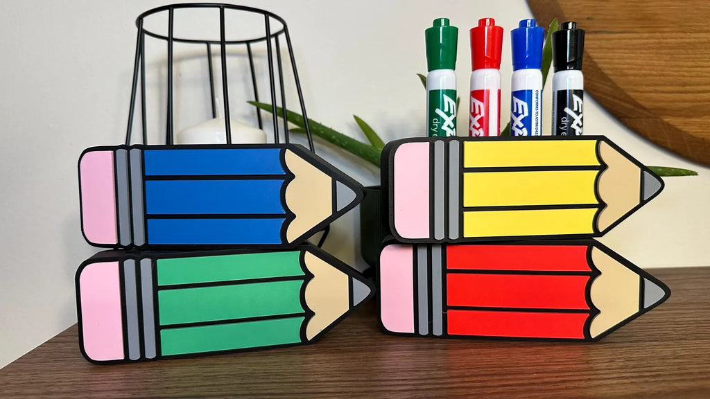 Pencil Dry Erase Marker Holder for Large Markers | 3D Printed Magnetic or Non-Magnetic Whiteboard Organizer | Teacher Gift