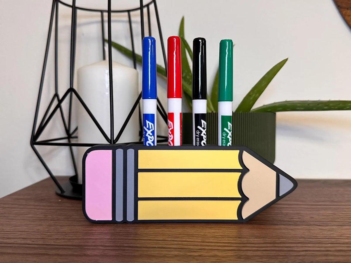 Pencil Dry Erase Marker Holder for Thin Markers | 3D Printed Magnetic or Non-Magnetic Whiteboard Organizer | Teacher Gift