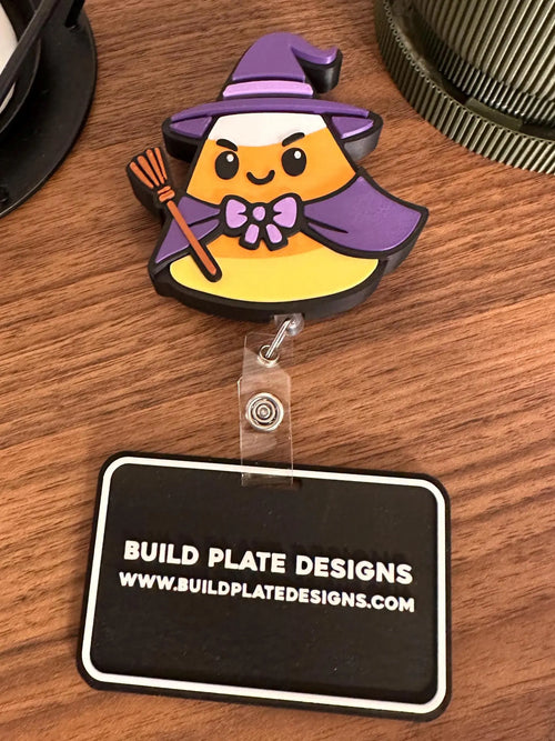 Candy Corn Witch Badge Reel – Spooky Cute Halloween ID Holder | Fun Nurse Badge Reel | 3D Printed Fall Magic