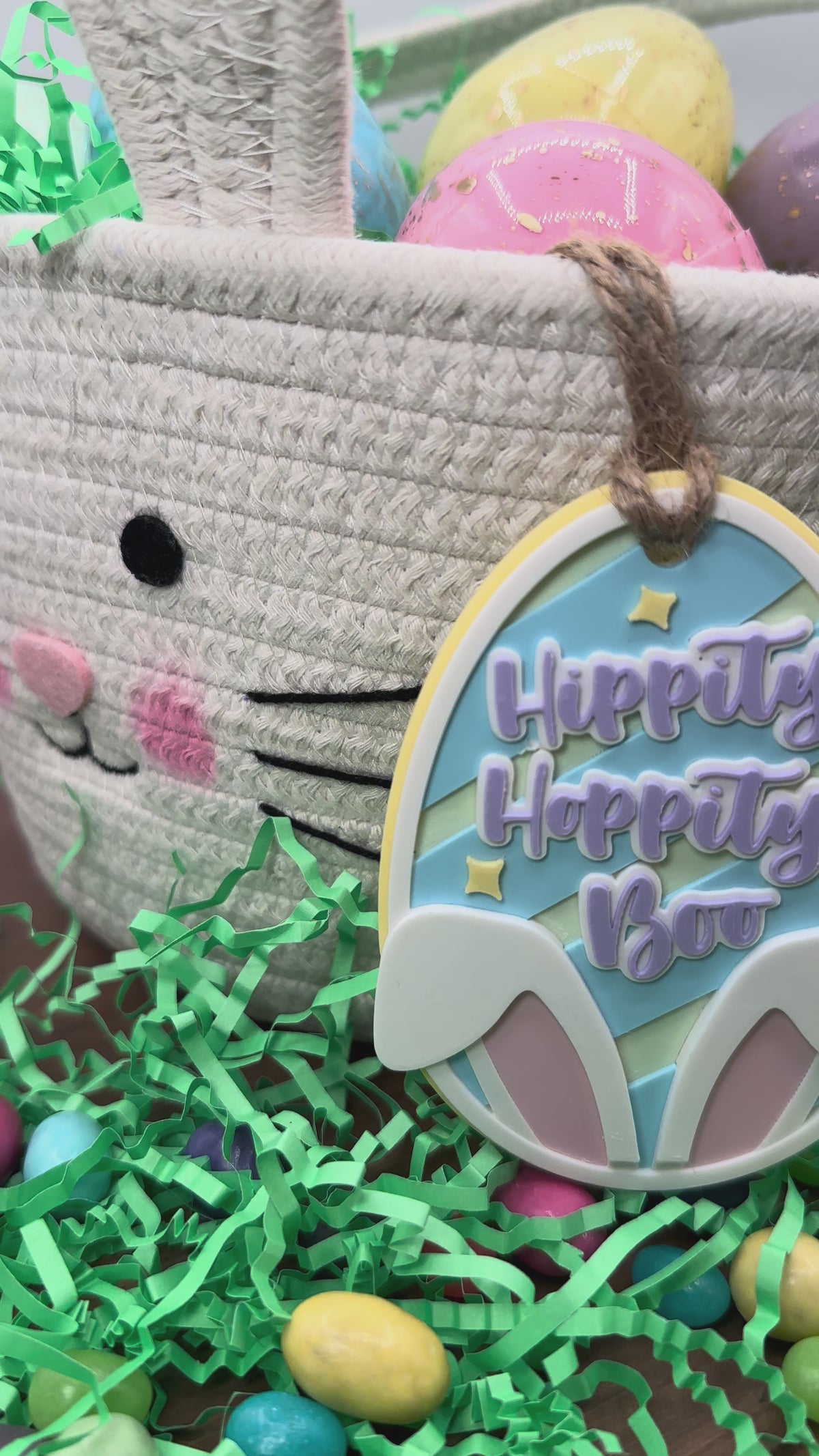 🐰 Hippity Hoppity Boo Easter Egg Tag – 3D Printed Bunny Basket Tag